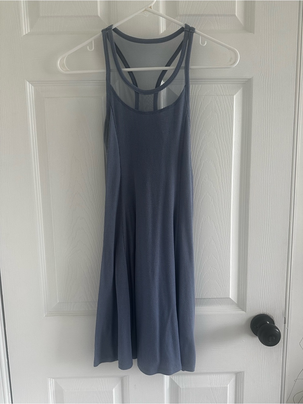 Derek Heart Blue Ribbed Sheer Dress Small